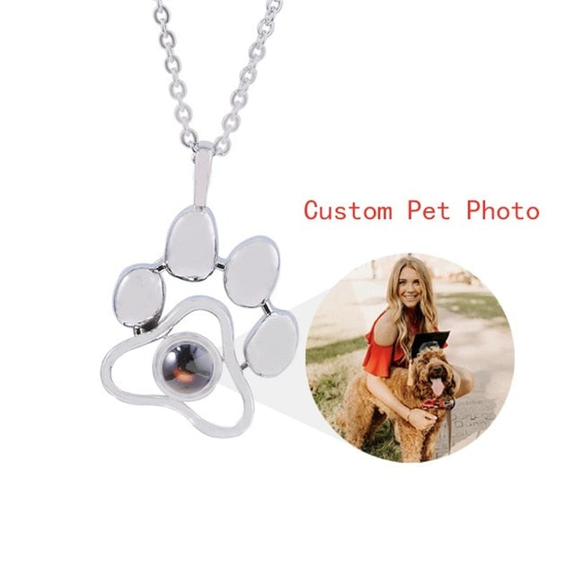 Cat Dog Paw Pendant 100 languages I Love YOU Projection Necklaces