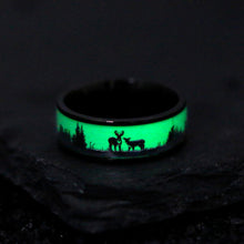 Cargar imagen en el visor de la galería, Luminous Black Tungsten Hunting Deer Ring
