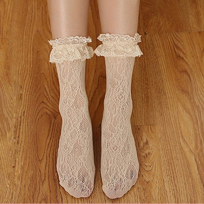 3 Paar Sexy Lace Floral Socken Frauen Sommer Mesh Socken