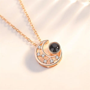 Star Moon Pendant Necklace 100 languages I love you