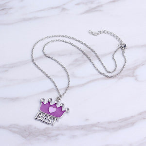 2pcs/sets Best friends crown stitching Pendant Necklaces BFF Friendship crystal Jewelry Gifts girlfriends