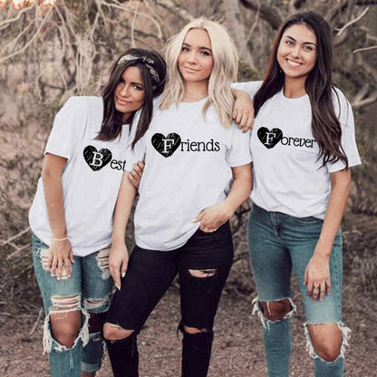 1 Pcs Best Friend Forever BFF Letter Print Matching T Shirts