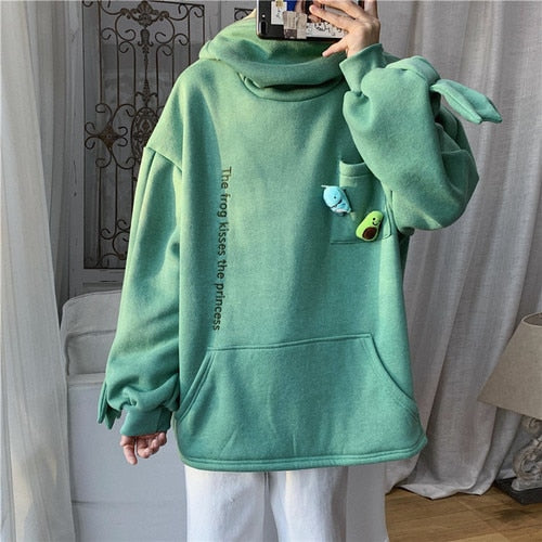 Personality Cute Frog Hooded Casual Hoodie Sweatshirts