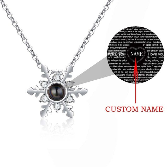 100 Languages I Love You Xmas Snowflake Pendant Necklace