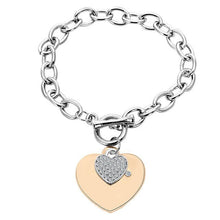 Load image into Gallery viewer, Crystal Heart Bracelets Gold Color Lock &amp; Key Charms Bracelets
