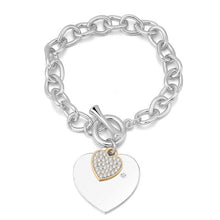Cargar imagen en el visor de la galería, Crystal Heart Bracelets Gold Color Lock &amp; Key Charms Bracelets
