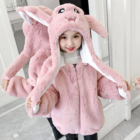 Moving Bunny Rabbit ear Hoodies For Kids Children