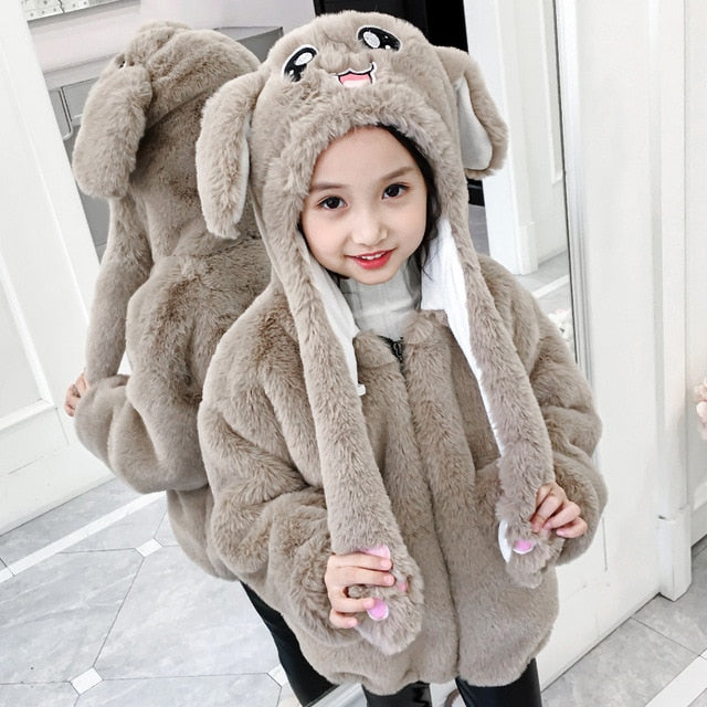 Moving Bunny Rabbit ear Hoodies For Kids Children