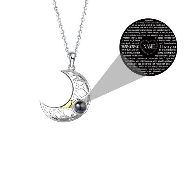 Custom Sun&Moon 100 Languages I Love You Projection BFF Couples Necklaces