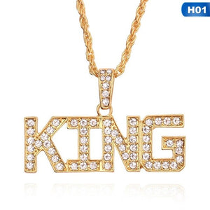 KING QUEEN Hip Hop Pendant Couple Necklace