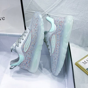 2020 Flats Platform Fly Weave Women shoes Luminous Comfortable Light Off White Shoes