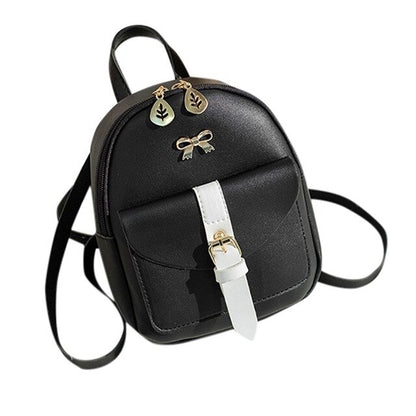 Women Mini Backpack PU Leather Lovely Bow Shoulder Bag