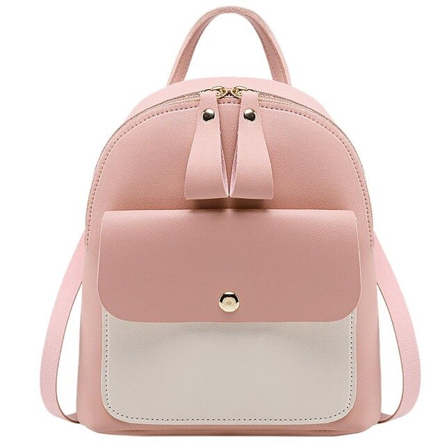 Women Mini Backpack PU Leather Lovely Bow Shoulder Bag