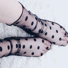 Load image into Gallery viewer, Black Fishnet Lace Flower Mesh Ankle Socks
