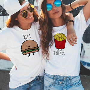 Fashion Cute Tops Summer Short Sleeve Matching Clothes Bff T Shirt Women Best Friends T shirt