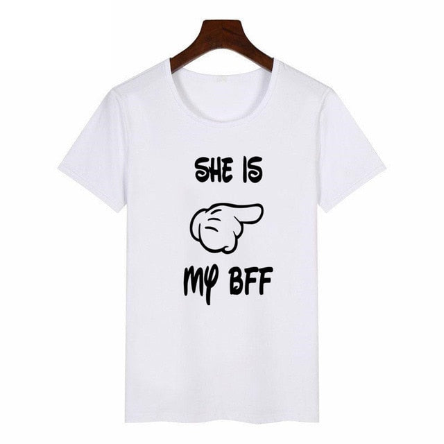 Women Cute Best Friend Matching Letter T-Shirt BFF T Shirt Women Lovers Tee Shirt My Best Friend Printing Tshirt Femme Clothes