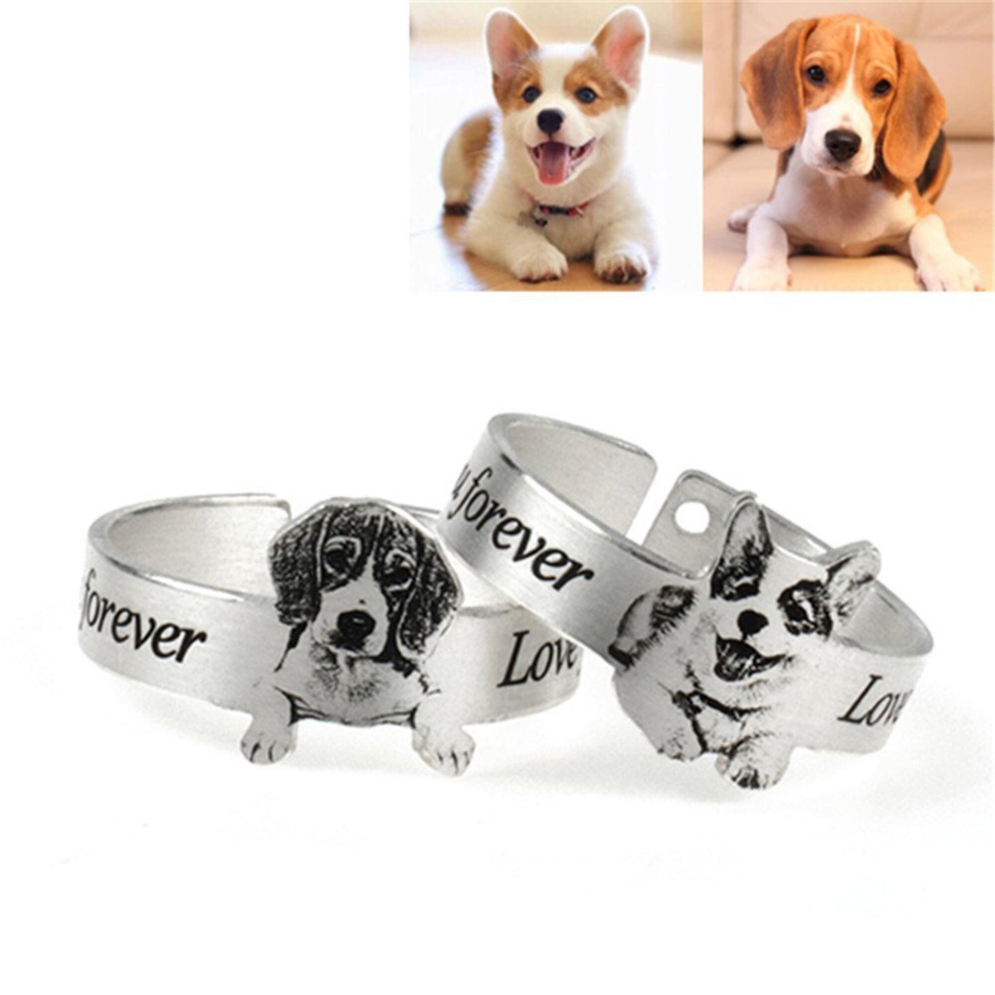 Custom Dog Cat Picture Forever Love Pet Ring