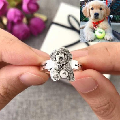 Custom Dog Cat Picture Forever Love Pet Ring