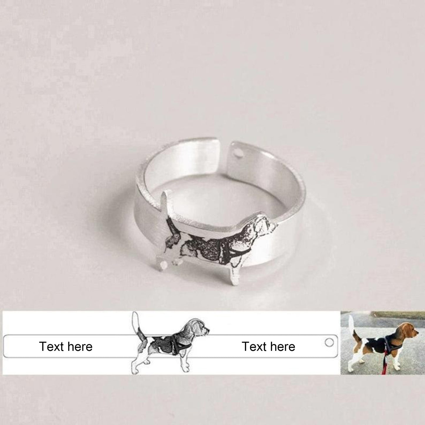 Custom Dog Cat Picture Forever Love Pet Ring