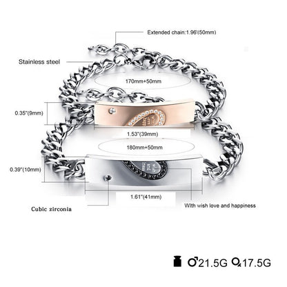 Trend Couple Bracelet Fashion Stainless Steel  Lover's Bracelet