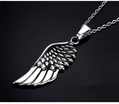 Tide Male Rock Fashion Angel Wing Pendant Necklace