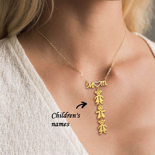 Custom Kid's Name Mom Necklace With kids Mom's Gift