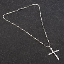 Cargar imagen en el visor de la galería, Rhinestone Cross Crystal Pendant Chain Necklace Men Jewelry
