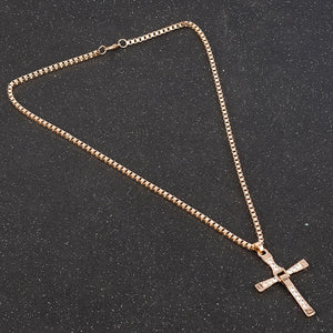 Rhinestone Cross Crystal Pendant Chain Necklace Men Jewelry