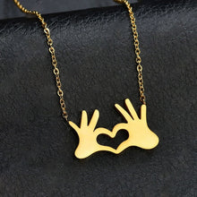 Cargar imagen en el visor de la galería, Gold Silver Color Palm Heart Pendant Necklace Couple Jewelry
