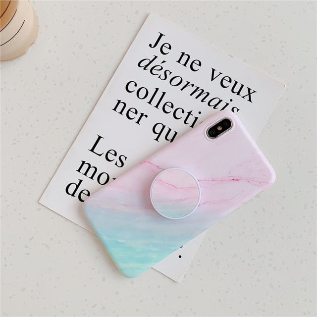 Holder Stand Marble Case For Samsung Skin IMD Silicon Phone Case