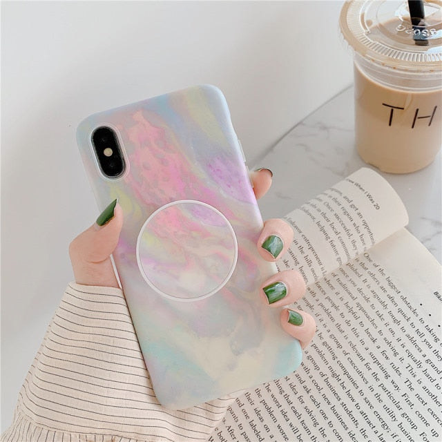 Holder Stand Marble Case For Samsung Skin IMD Silicon Phone Case