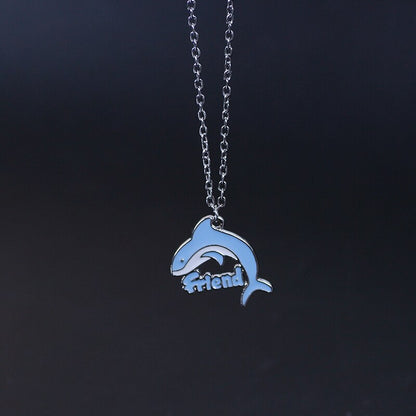 2pcs Cute Animal Little Dolphin Pendant Best Friend Necklace