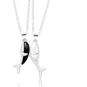 Magnetic Couple Whale Affectionate Hug Pendant Necklace