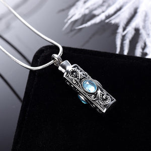 Inlay Crystal Cylinder Urn Ashes Keep Memory Necklace