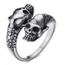 Cargar imagen en el visor de la galería, Double Skull Head Ring Stainless Steel Ring
