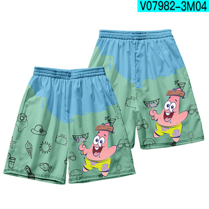 Patrick Spongebob Pants Loose Summer Casual Shorts 3D Printed Beach Shorts