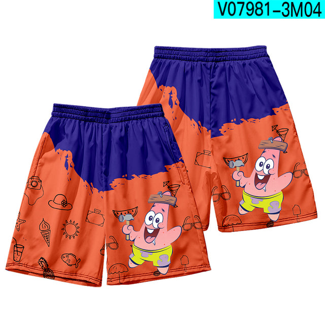 Patrick Spongebob Pants Loose Summer Casual Shorts 3D Printed Beach Shorts