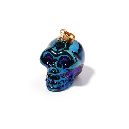 Crystal Stone Skull Multicolor Skeleton Pendant Necklace