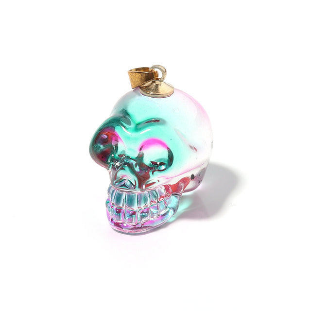 Crystal Stone Skull Multicolor Skeleton Pendant Necklace