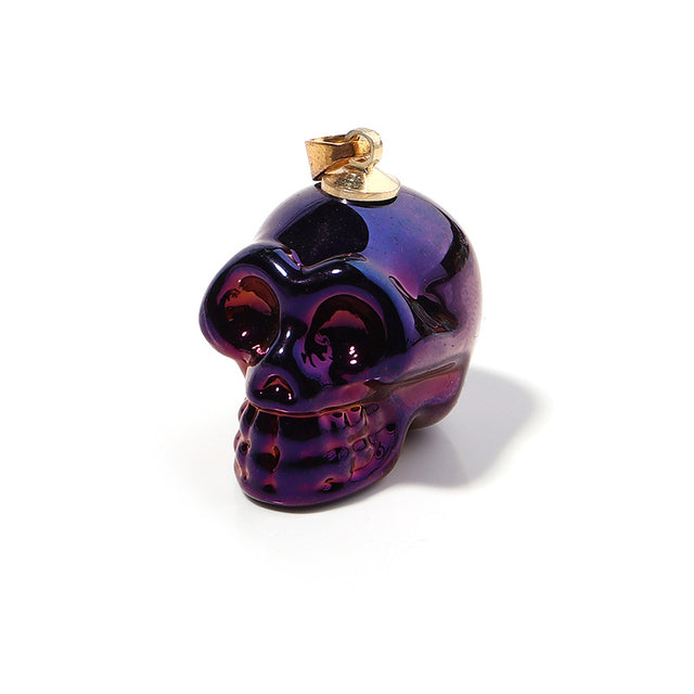 Crystal Stone Skull Multicolor Skeleton Pendant Necklace