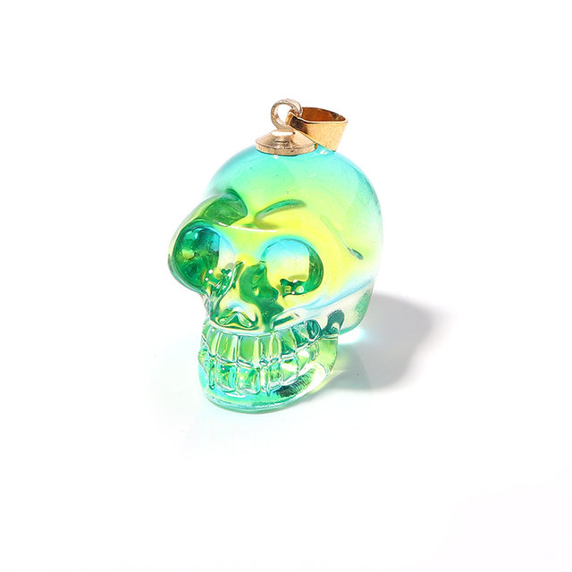 Crystal Stone Skull Multicolor Skeleton Pendant Necklace