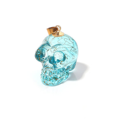 Crystal Stone Skull Multicolor Skeleton Pendant Necklace