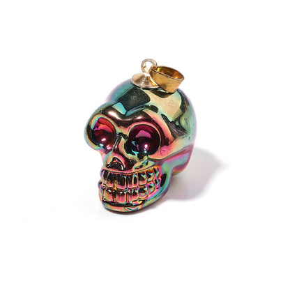 Crystal Stone Skull Multicolor Skeleton Pendant Necklace