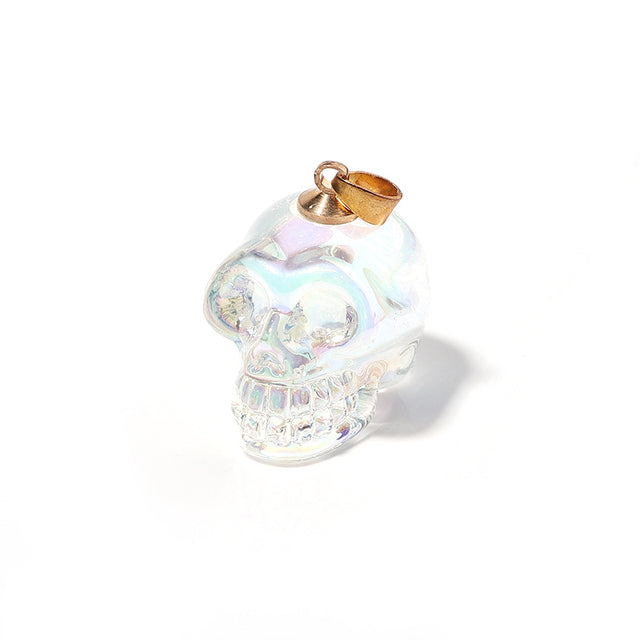 Crystal Stone Skull Multicolor Skeleton Pendant Necklace