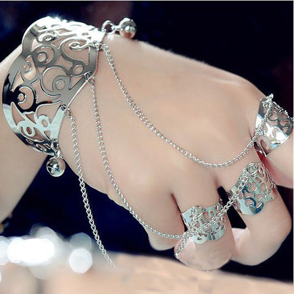 Multilayer Tassel Slave Bracelet Bangle Finger Ring Harness Hand Chain Jewelry