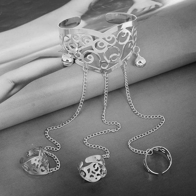 Multilayer Tassel Slave Bracelet Bangle Finger Ring Harness Hand Chain Jewelry