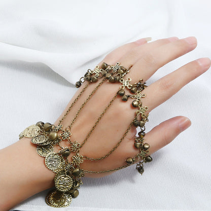 Multilayer Tassel Slave Bracelet Bangle Finger Ring Harness Hand Chain Jewelry