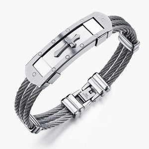 Heavy Metal Cross Steel Wire Bracelets For Boy Friend