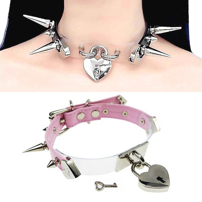 Collar Safe heart Lockable Choker Necklace