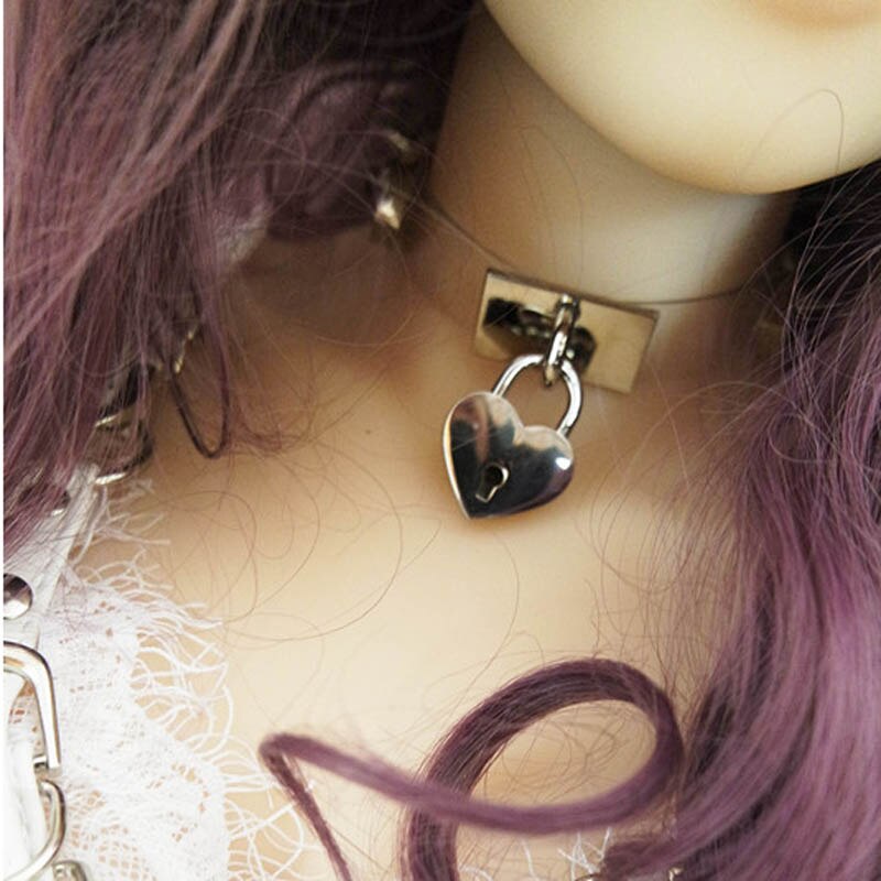 Collar Safe heart Lockable Choker Necklace